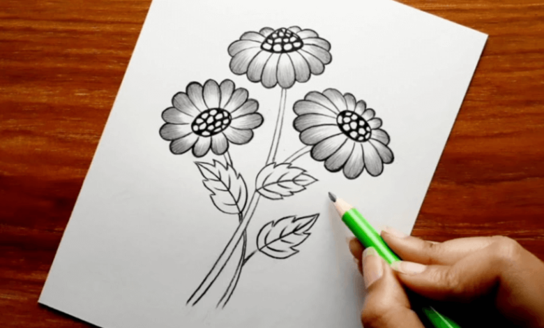 Easy:3vz4qc7cf5i= Flowers Drawing